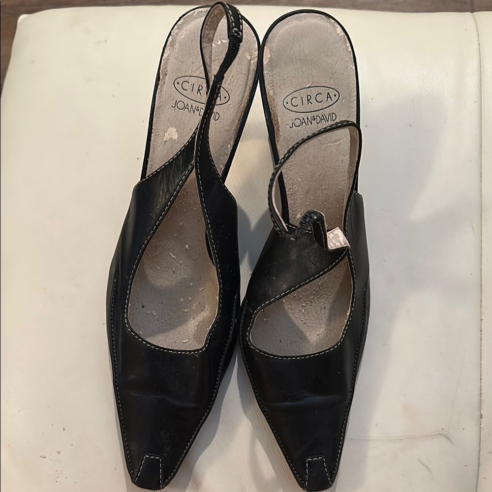 Joan & David Black Slingback Heels with Suede Finish